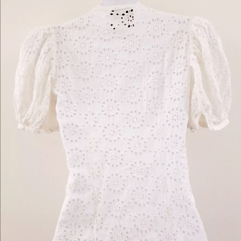 Anthropologie Lace Eyelet Lady Blouse 0 XS - Picture 3 of 4